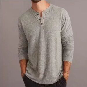 Marine Layer Double Knit Long Sleeve Henley in gray Size XXL